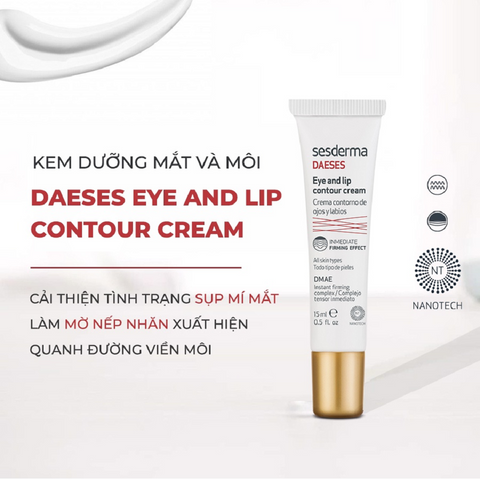 Kem Dưỡng Mắt và Môi Sesderma Daeses Eye & Lip Contour Cream - Chống Nhăn, Cấp Ẩm và Săn Chắc Vùng Da Quanh Mắt, Môi 15ml