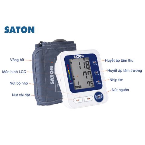 Máy Đo Huyết Áp Tự Động Bắp Tay Saton BSX516 - Công Nghệ Đo Chính Xác, Lưu 99 Kết Quả, Thiết Kế Dễ Sử Dụng Cho Người Cao Tuổi