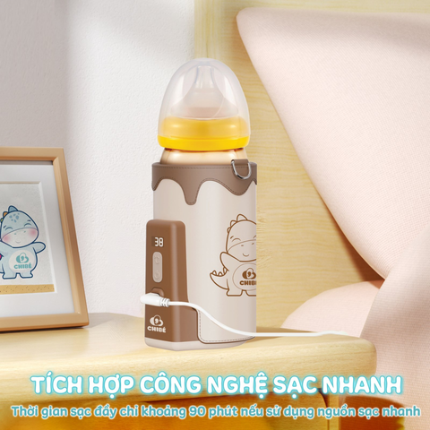 Máy Hâm Sữa Di Động Chibé Warm 3 CB021 - Thiết Kế Nhỏ Gọn, 5 Mức Nhiệt Độ, Pin 6000mAh, Tiện Lợi Cho Cha Mẹ