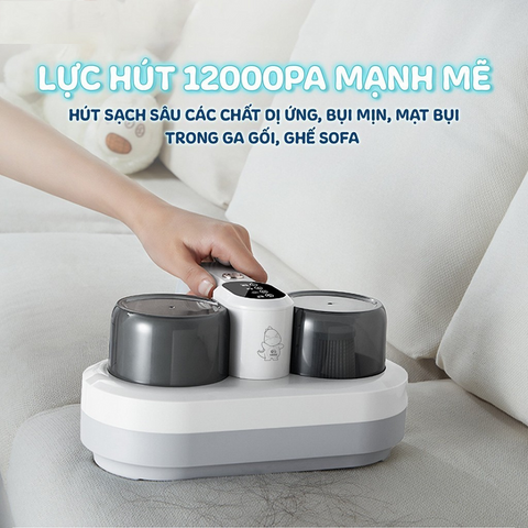 Máy Hút Bụi Giường Đệm Chibé CR520 - Lực Hút 12.000Pa, Đèn UVC Khử Khuẩn, Phù Hợp Cho Gia Đình Nuôi Thú Cưng