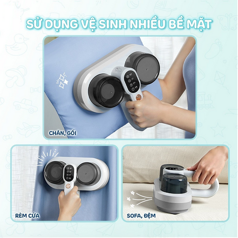 Máy Hút Bụi Giường Đệm Chibé CR520 - Lực Hút 12.000Pa, Đèn UVC Khử Khuẩn, Phù Hợp Cho Gia Đình Nuôi Thú Cưng