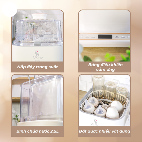 Máy Rửa Bình Sữa Đa Năng Moaz BeBe MB064 - Tiệt Trùng, Sấy Khô, Rửa Nhanh và Bảo Quản Bình Sữa Cho Mẹ Bỉm Sữa