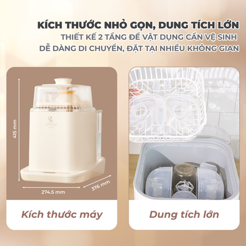 Máy Rửa Bình Sữa Đa Năng Moaz BeBe MB064 - Tiệt Trùng, Sấy Khô, Rửa Nhanh và Bảo Quản Bình Sữa Cho Mẹ Bỉm Sữa