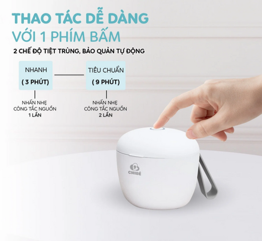 Máy Tiệt Trùng Mini UV Chibé Magic 2 CB014 - Tiệt Trùng Nhanh Chóng Đồ Dùng Của Bé, An Toàn Và Tiện Lợi Khi Di Chuyển