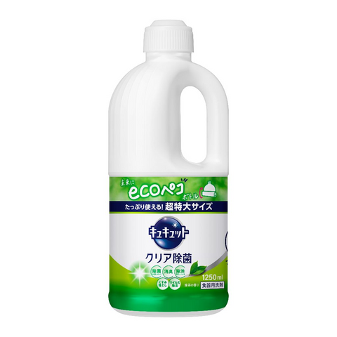 Nước Rửa Chén Bát Đậm Đặc KAO Kyukyuto 1250ml - Tiêu Diệt Khuẩn, Sạch Bóng, Hương Bạc Hà, Dùng Cho Chén Đĩa, Dụng Cụ Nấu Ăn