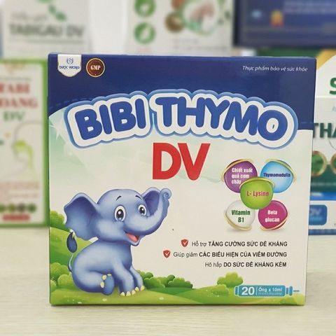 Siro Bibi Thymo DV - Hỗ trợ tăng sức đề kháng cho trẻ từ 6 tháng tuổi, bổ sung vitamin và khoáng chất thiết yếu, giúp ăn ngon miệng hơn.