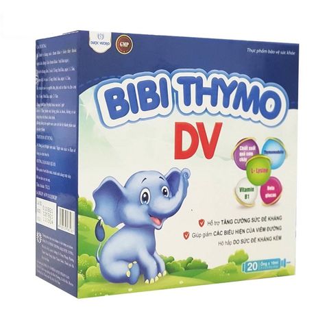 Siro Bibi Thymo DV - Hỗ trợ tăng sức đề kháng cho trẻ từ 6 tháng tuổi, bổ sung vitamin và khoáng chất thiết yếu, giúp ăn ngon miệng hơn.