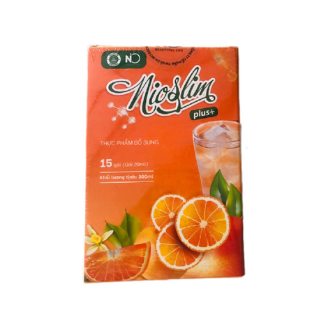 Siro Hỗ Trợ Giảm Cân Nio Slim Plus+ - Hương Cam Thơm Ngon, Giúp Giảm Mỡ, Cải Thiện Da Sáng Mịn, Hộp 15 Gói