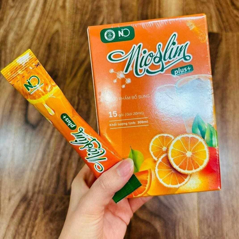 Siro Hỗ Trợ Giảm Cân Nio Slim Plus+ - Hương Cam Thơm Ngon, Giúp Giảm Mỡ, Cải Thiện Da Sáng Mịn, Hộp 15 Gói