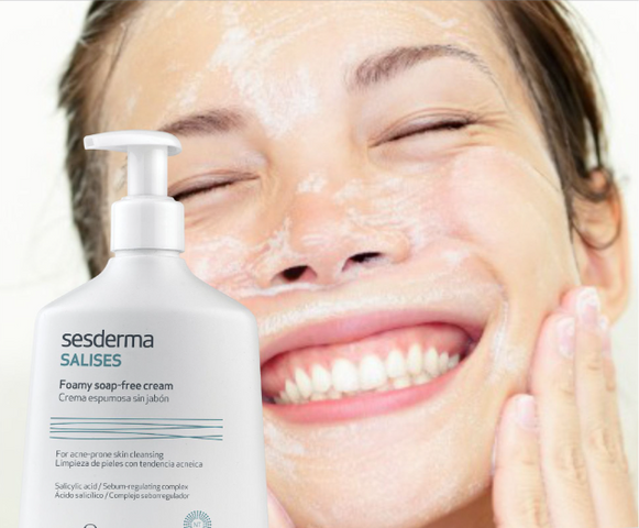 Sữa Rửa Mặt Da Dầu Mụn Sesderma Salises Cream 250ml - Kiềm Dầu, Giảm Mụn Với 2% Acid Salicylic, Dịu Nhẹ, Không Xà Phòng