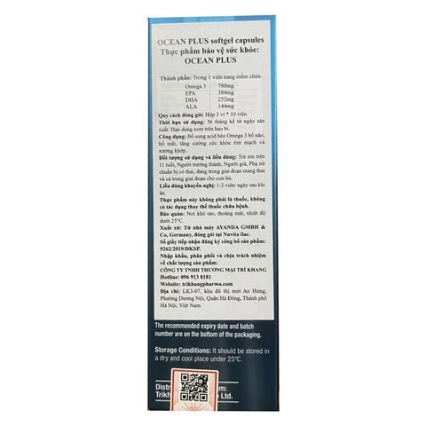 Viên uống bổ sung Omega 3 Orzax Ocean Plus - Hỗ trợ cải thiện thị giác, sức khỏe não bộ, tim mạch, xương khớp - Hộp 30 viên