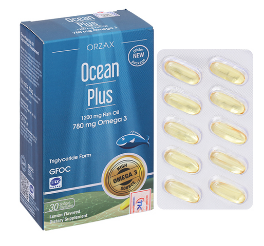 Viên uống bổ sung Omega 3 Orzax Ocean Plus - Hỗ trợ cải thiện thị giác, sức khỏe não bộ, tim mạch, xương khớp - Hộp 30 viên