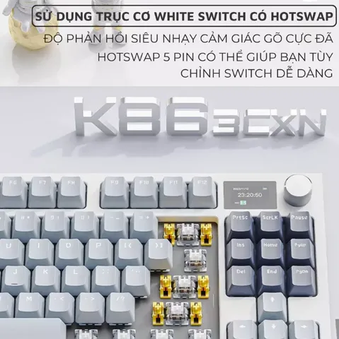 Bàn Phím Cơ Bluetooth Không Dây Attack Shark K86 RGB - Màn Hình Tùy Chỉnh, Hot Swap 5 Pin, Đèn LED RGB Nhiều Chế Độ