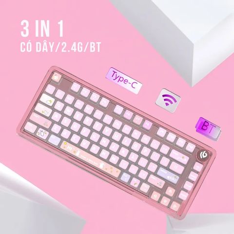 Bàn Phím Cơ Không Dây Bluetooth Leobog K81BT - Gasket Mount, 81 Phím, LED RGB, Crystal Switch, Phụ Kiện Gaming Độc Đáo