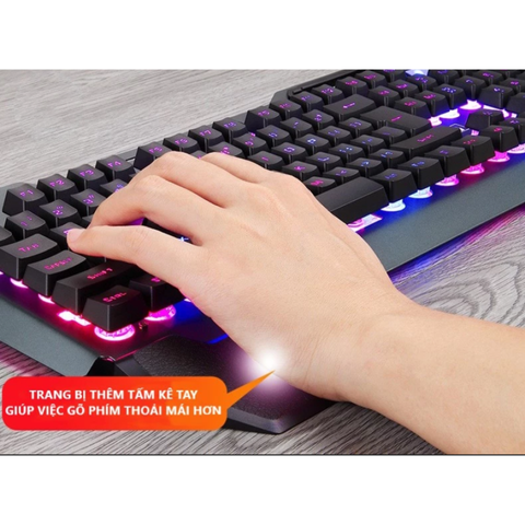 Bàn Phím Gaming Giả Cơ K618 Super Pro - 10 Chế Độ Đèn LED Công Thái Học, Gõ Mượt Cho Game Thủ - Thiết Kế Hiện Đại, 104 Phím Full Size