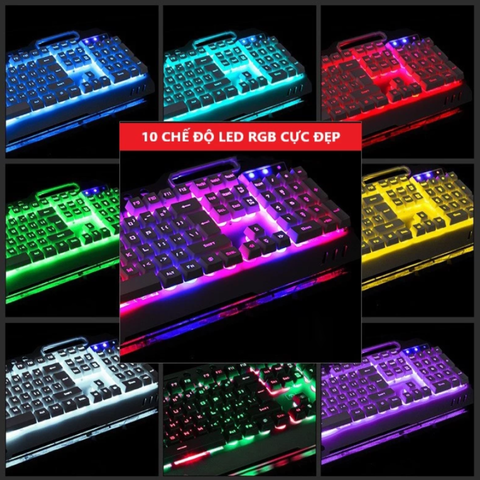 Bàn Phím Gaming Giả Cơ K618 Super Pro - 10 Chế Độ Đèn LED Công Thái Học, Gõ Mượt Cho Game Thủ - Thiết Kế Hiện Đại, 104 Phím Full Size