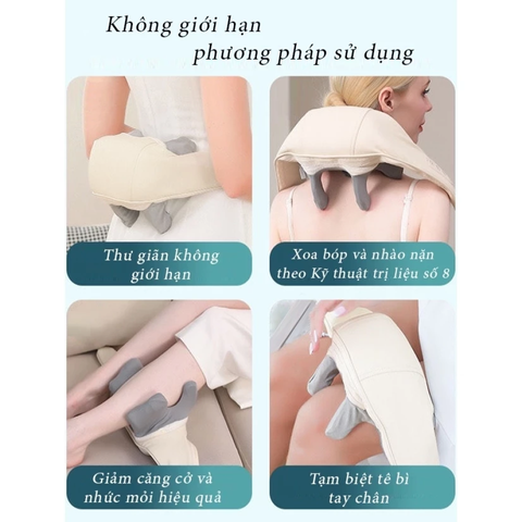 Đai Massage Cổ Vai Gáy Hồng Ngoại 6D HJ-818 Cao Cấp - Giảm Đau Nhức, Công Nghệ NTC, Sạc USB Type-C, Hỗ Trợ Thư Giãn Mỗi Ngày