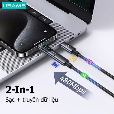 Đầu Chuyển C to C USAMS US-SJ682 AU18 100W Adapter Nhôm Hợp Kim - Tiện Lợi Kết Nối Thiết Bị Type-C và Đầu Ra Digital Display