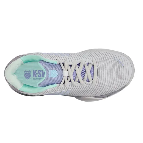 Giày Pickleball Nữ K-Swiss Hypercourt Express 2 - Cao Cấp, Thể Thao, Màu Xám Tím Xanh, Giày Tennis Thời Trang