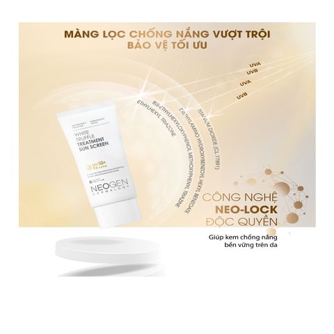 Kem Chống Nắng Neogen Dermalogy White Truffle Treatment SPF50+ PA++++ - Bảo Vệ Da Nhạy Cảm, Nâng Tông Trắng Hồng Tự Nhiên, Hiệu Ứng Căng Mịn