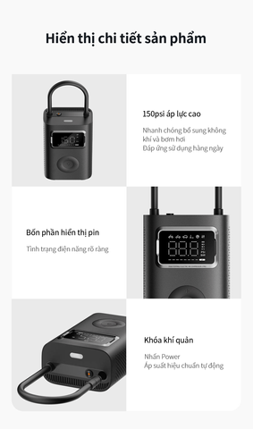 Máy Bơm Hơi Lốp Xiaomi Youpin Mijia 2 Pro - Đèn LED, Bơm Nhanh, Tự Động Ngắt Áp Suất, Dụng Cụ Thiết Yếu Cho Ô Tô, Xe Đạp, Bóng Đá