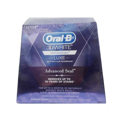 Miếng dán trắng răng Oral-B 3D White Luxe Advanced Seal - Làm trắng răng hiệu quả, loại bỏ vết ố đến 10 năm chỉ trong 14 ngày