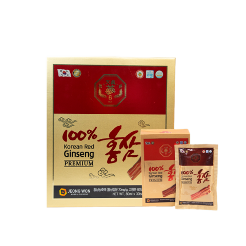 Nước hồng sâm Jeong Won Korean Red Ginseng Premium - Tăng cường sức đề kháng, cải thiện sức khỏe tổng thể, hộp 30 gói x 80ml