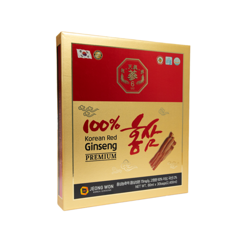Nước hồng sâm Jeong Won Korean Red Ginseng Premium - Tăng cường sức đề kháng, cải thiện sức khỏe tổng thể, hộp 30 gói x 80ml