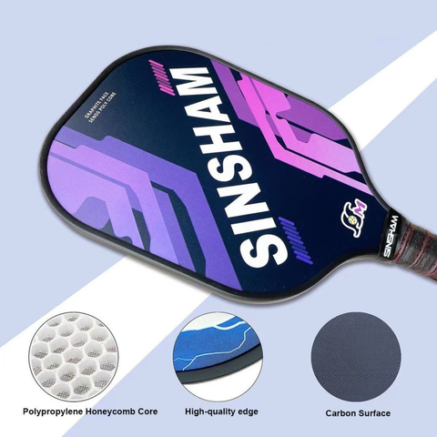 Vợt Pickleball Carbon Sinsham 14mm Siêu Nhẹ - Tặng Kèm Bóng, Dễ Kiểm Soát, Phù Hợp Mọi Cấp Độ Người Chơi