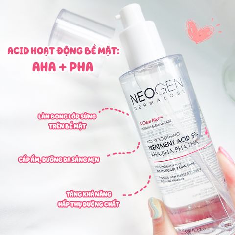 Toner Tẩy Tế Bào Chết 5% PHA-AHA-LHA-BHA Neogen Dermalogy - Chăm Sóc Da Nhạy Cảm, Giúp Se Khít Lỗ Chân Lông và Làm Sáng Da