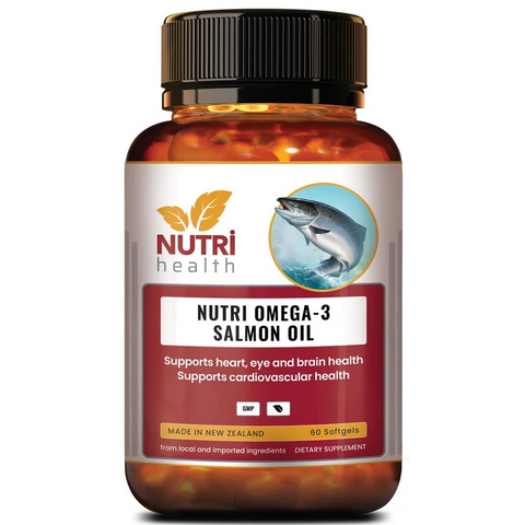 Viên Dầu Cá Hồi Nutri Omega 3 Salmon Oil - Bổ Sung DHA, EPA, Hỗ Trợ Sức Khỏe Tim Mạch và Mắt, 60 Viên Năng Lượng Thiên Nhiên