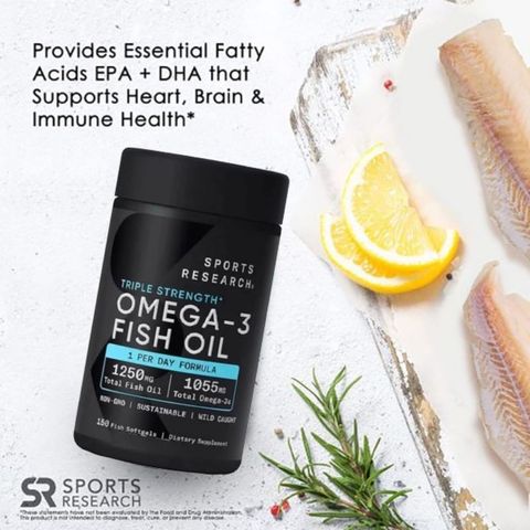 Viên Dầu Cá Mỹ SR Triple Strength Omega-3 Fish Oil - Hỗ Trợ Trí Nhớ, Tăng Cường Miễn Dịch, Dễ Uống, 150 Viên