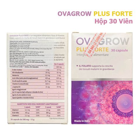 Viên uống OvaGrow Plus Forte - Hỗ trợ sức khỏe sinh sản nữ, tăng khả năng thụ thai tự nhiên, chất lượng cao, hộp 30 viên
