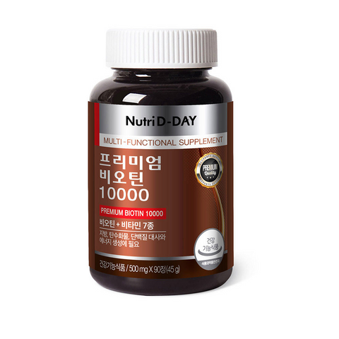 Viên uống Nutri D-Day Premium Biotin 10000 – Hỗ trợ tăng cường sức khỏe tóc, móng và năng lượng, 90 viên bổ sung biotin và vitamin cần thiết.