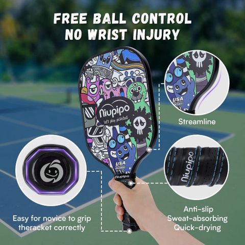 Vợt Pickleball Niupipo MX-35 Mặt Sợi Thủy Tinh - Vợt Chơi Chuyên Nghiệp Cao Cấp cho Nam Nữ, Màu Sắc Trẻ Trung, Đạt Tiêu Chuẩn USAPA