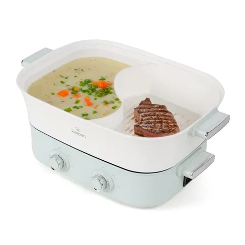 Bếp Nướng Lẩu Đa Năng Kalpen PP66 2200W - Hai Ngăn Nấu Tách Biệt, Dung Tích 6.5L, Chống Dính Siêu Bền, Tiện Lợi Cho Gia Đình