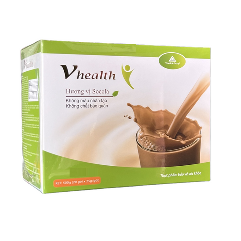 Bột Dinh Dưỡng Vhealth Hỗ Trợ Năng Lượng - Bữa Ăn Lành Mạnh Vị Socola & Trà Xanh, 20 Gói, Thực Phẩm Chức Năng Giúp Tăng Cường Sức Khỏe