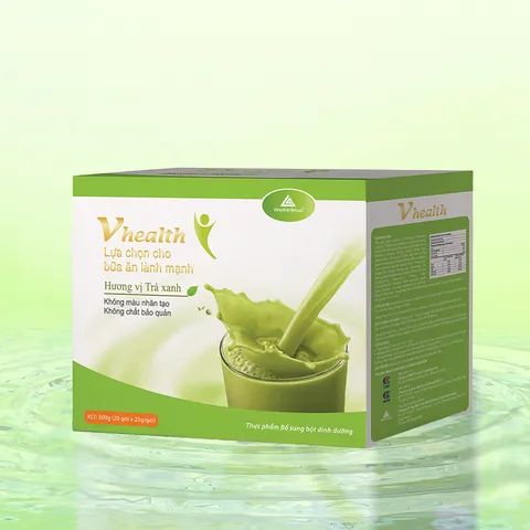 Bột Dinh Dưỡng Vhealth Hỗ Trợ Năng Lượng - Bữa Ăn Lành Mạnh Vị Socola & Trà Xanh, 20 Gói, Thực Phẩm Chức Năng Giúp Tăng Cường Sức Khỏe