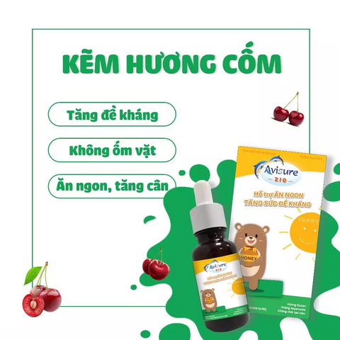 Kẽm Cho Bé Avisure Zio 20ml - Hương Cốm, Dễ Uống, Hỗ Trợ Ăn Ngon và Tăng Sức Đề Kháng, Bổ Sung Kẽm Hữu Cơ Hấp Thụ Cao