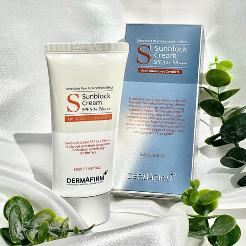 Kem Chống Nắng Dermafirm SunBlock Cream SPF50 PA+++ - Bảo Vệ Da Chống UVA/UVB, Thẩm Thấu Nhanh, Phù Hợp Mọi Loại Da, 50ml