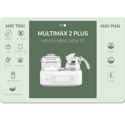 Máy Tiệt Trùng Bình Sữa Đa Năng Fatzbaby Multimax 2 Plus FB9025SL - Nấu Cháo, Làm Sữa Chua, Chức Năng Bảo Quản Thông Minh
