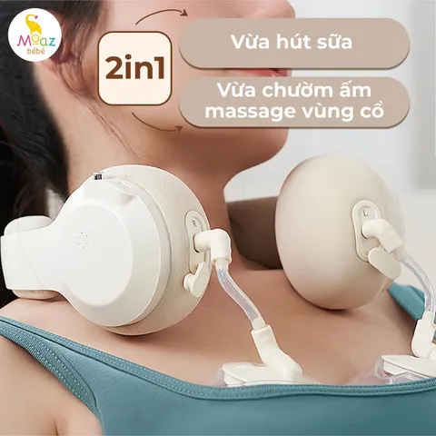 Máy hút sữa di động Moaz BéBé MB-091 kèm chức năng chườm ấm cổ - Thao tác dễ dàng, thiết kế tiện lợi cho mẹ bỉm sữa.