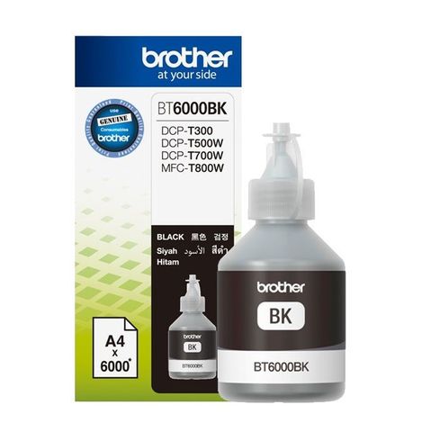 Mực in phun màu đen Brother BT6000BK - Chất lượng in đẹp, tương thích với máy DCP-T300, DCP-T500W, DCP-T700W, MFC-T800W