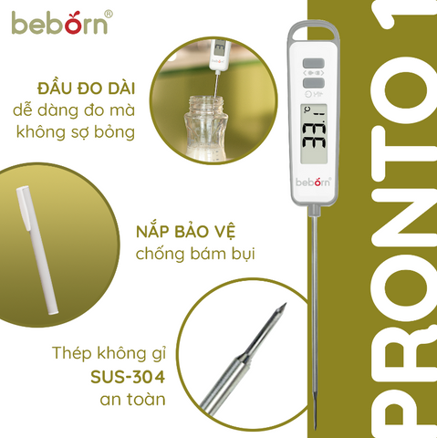 Nhiệt Kế Điện Tử Đa Năng Beborn Pronto 1 MT01HJ - Đo Nhiệt Độ Nước, Sữa, Thực Phẩm Nhanh Chóng Và Chính Xác