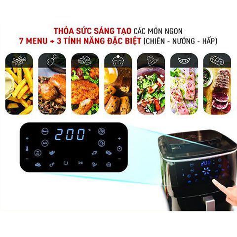 Nồi Chiên Không Dầu Tefal FW201815 6.5 Lít - Đa Năng Chiên Nướng & Hấp, Bảng Điều Khiển Cảm Ứng, Hẹn Giờ 60 Phút, An Toàn Sử Dụng