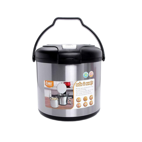 Nồi ủ nhiệt Comet CM7662 7L - Giữ nhiệt chân không không cần điện, ủ thực phẩm 8 giờ, inox bền bỉ, tiện lợi cho bữa ăn gia đình.