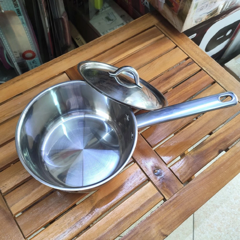 Quánh Inox Edelkochen 18cm Q18-3DED Đáy 5 Lớp Chất Liệu Inox 304 - Sử Dụng Được Trên Mọi Bếp, Tiết Kiệm Thời Gian Nấu Ăn