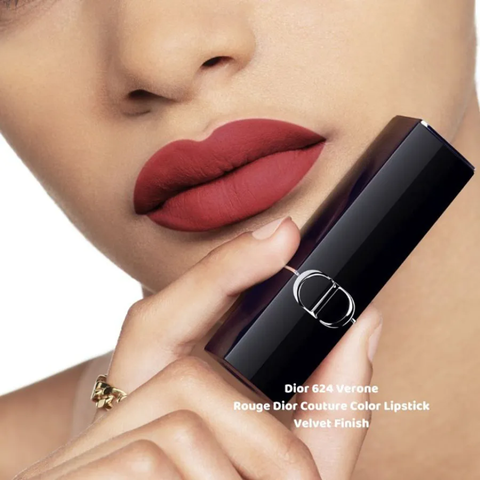 Son Dior Rouge 624 Verone Velvet Finish Màu Đỏ Đất - Son Lì Nhung Dưỡng Ẩm, Bám Màu 12 Giờ, Trang Điểm Quyến Rũ Cho Phụ Nữ