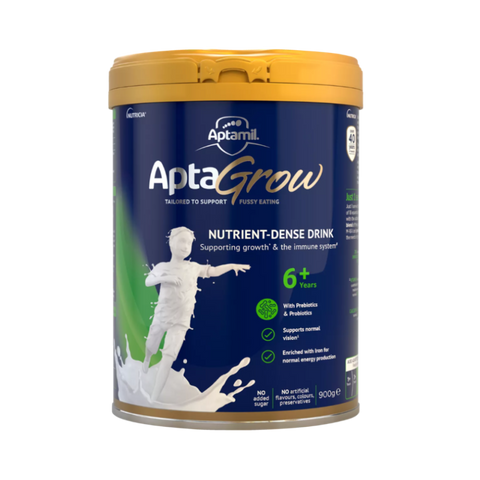 Sữa Aptamil AptaGrow Nutrient-Dense Drink 6+ cho bé từ 6-10 tuổi - Hỗ trợ tăng cường miễn dịch và phát triển thị lực, 900g