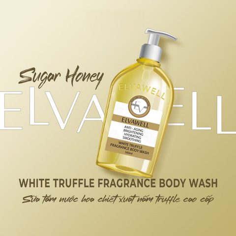Sữa Tắm Nước Hoa Elvawell White Truffle Sugar Honey - Dưỡng Da Mềm Mại, Hương Thơm Ngọt Ngào, Chai 500ml